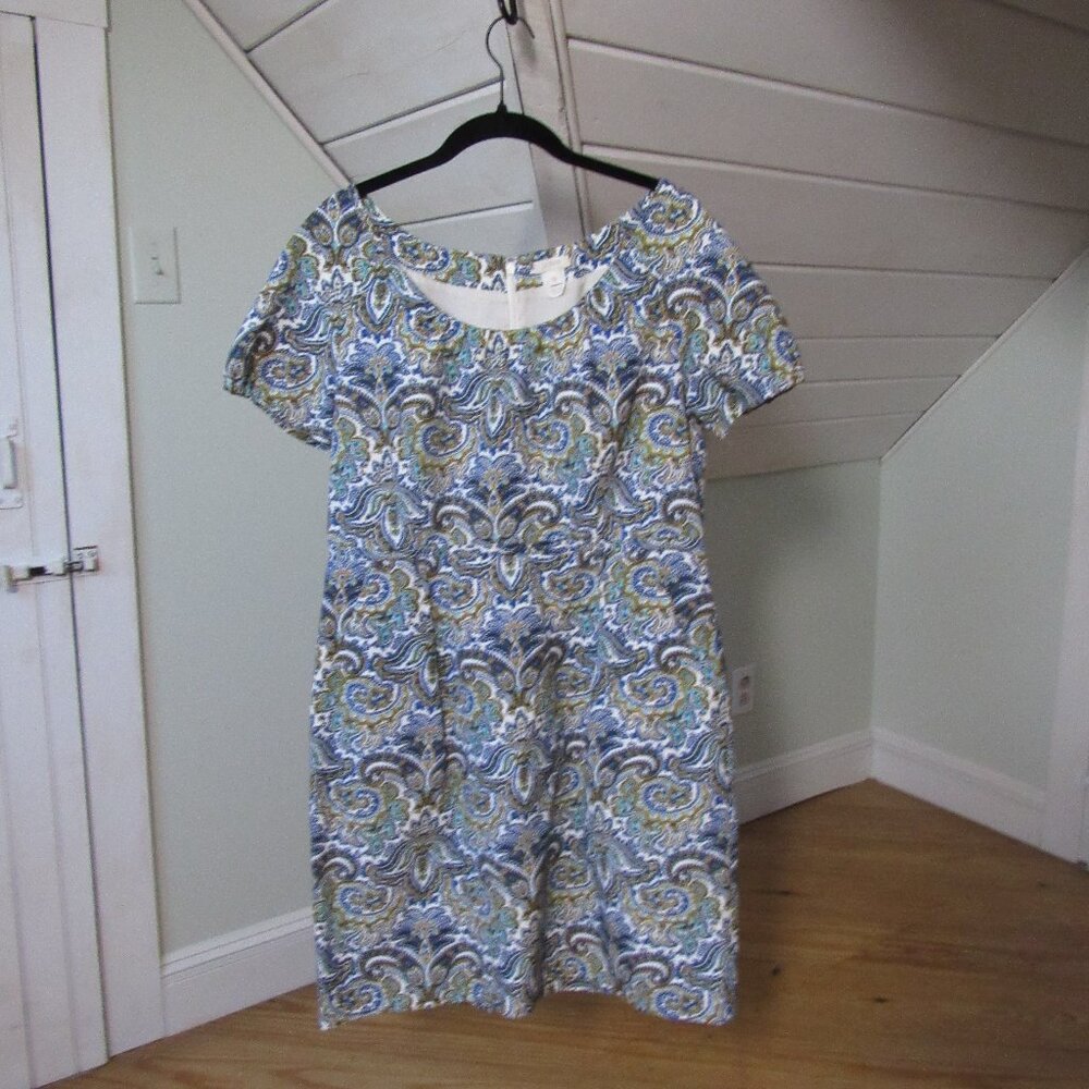 J Crew Dolores Shift Dress in Peacock Paisley Size 12 Cotton Silk Blend Lined